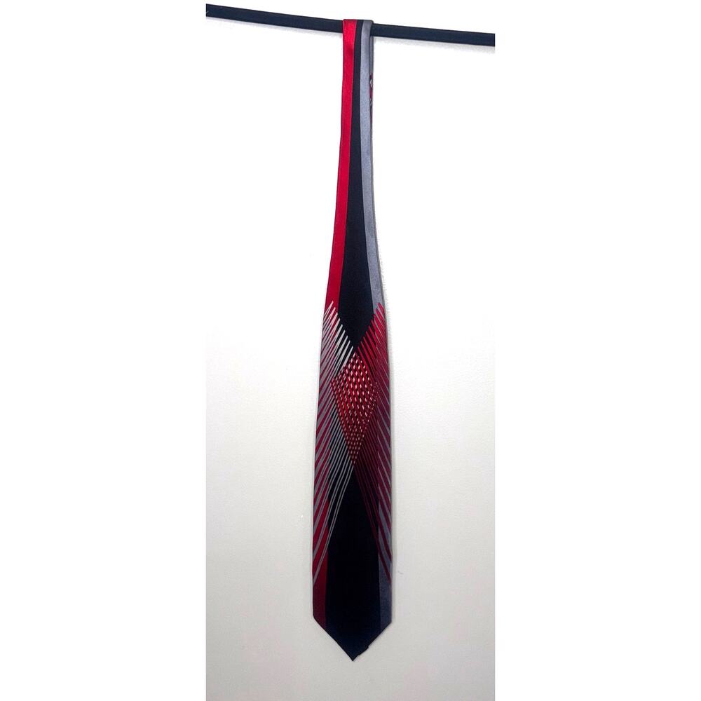 Giorgio Brutini 100% Silk Tie Abstract (Black, Red, Gray)